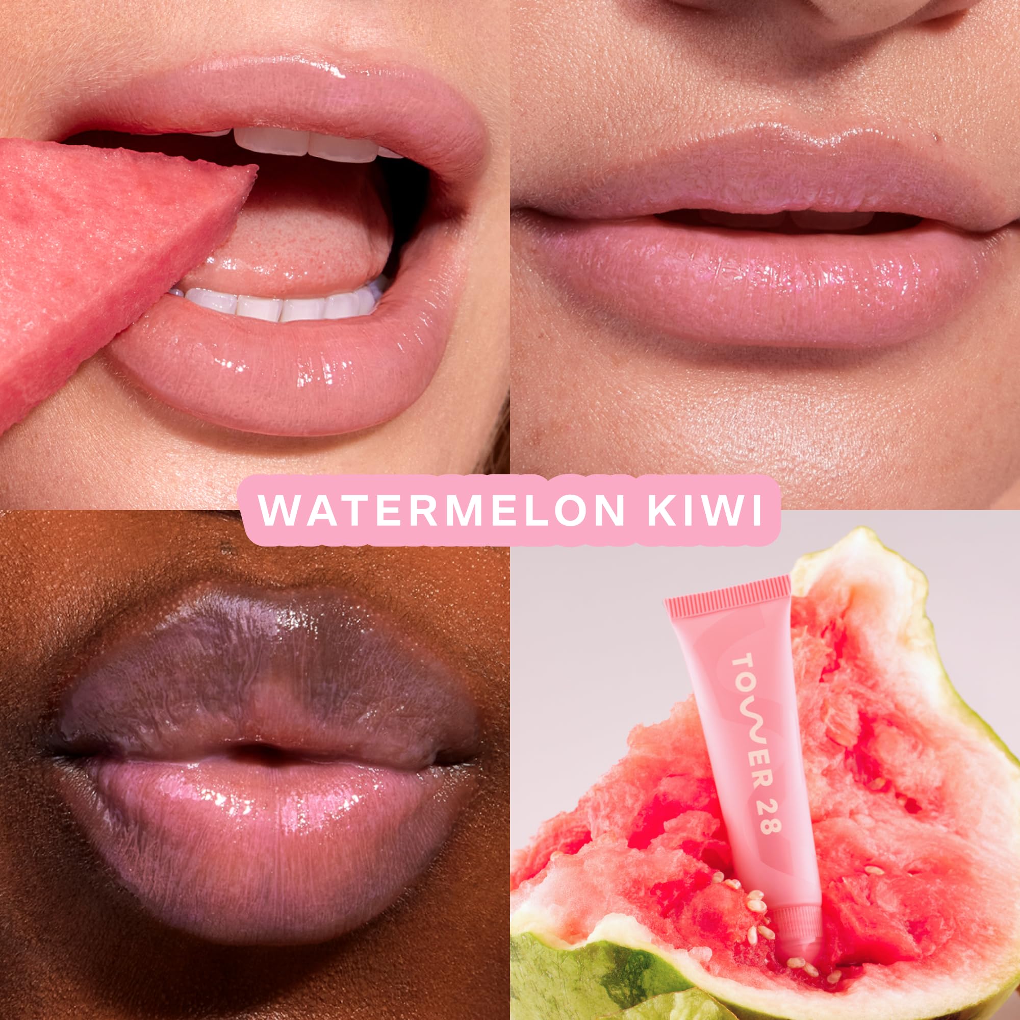 Tower 28 LipSoftie dome applicator delivers even coverage for a glassy lip look.