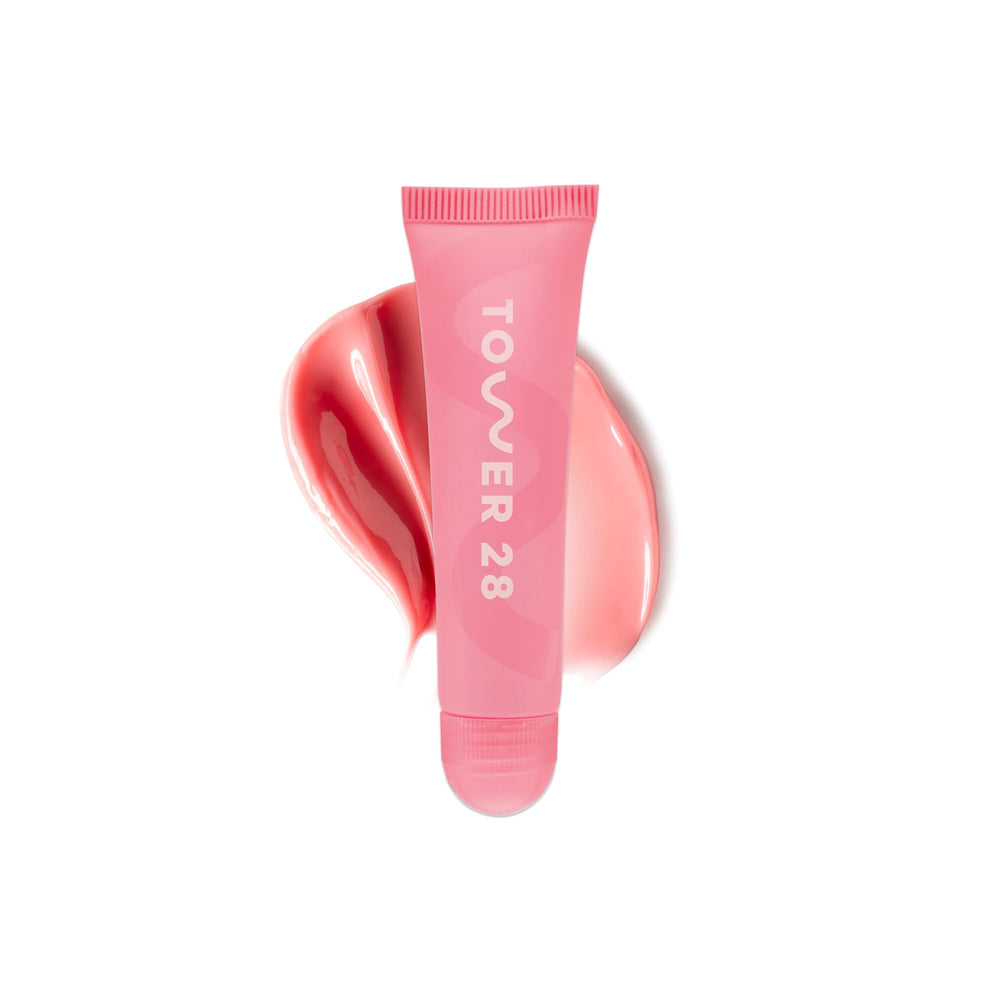 Tower 28 LipSoftie Watermelon Kiwi tinted balm brightens lips with moisturizing shine.