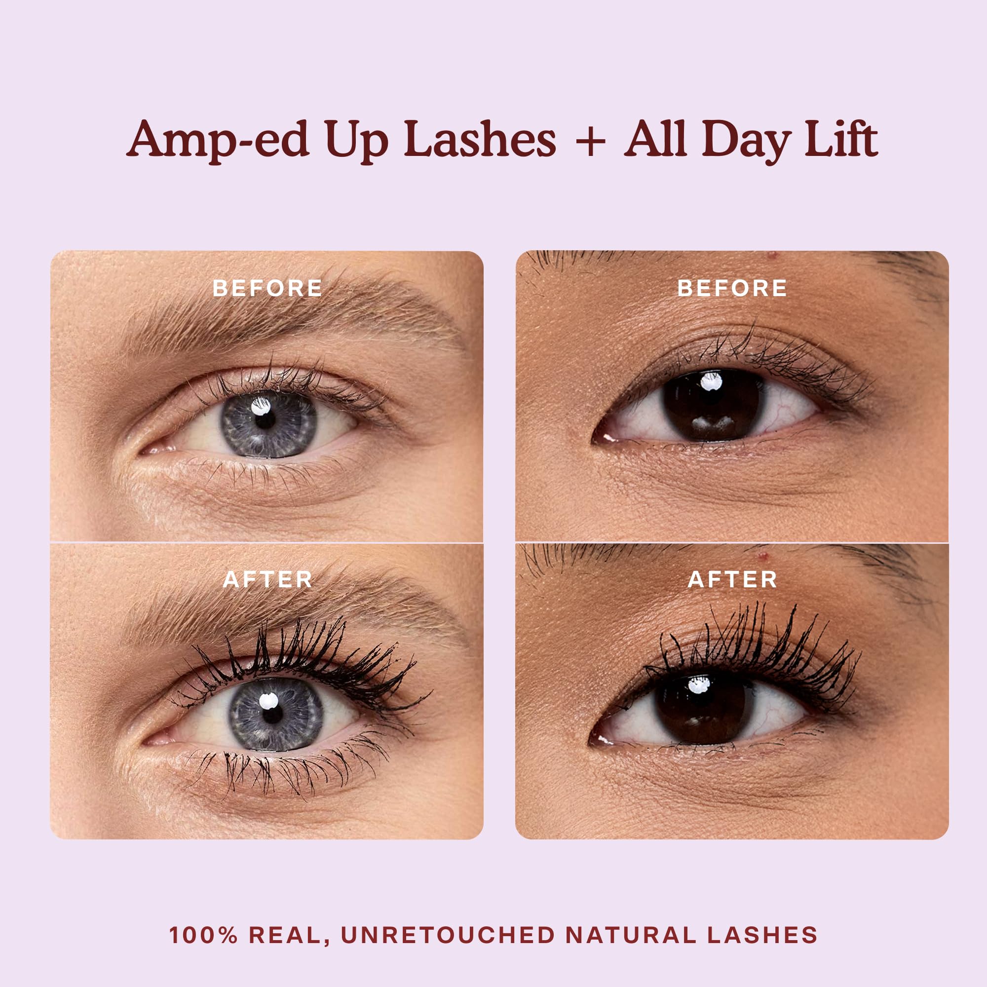 Close-up of Tower 28 MakeWaves curved brush lifting lashes