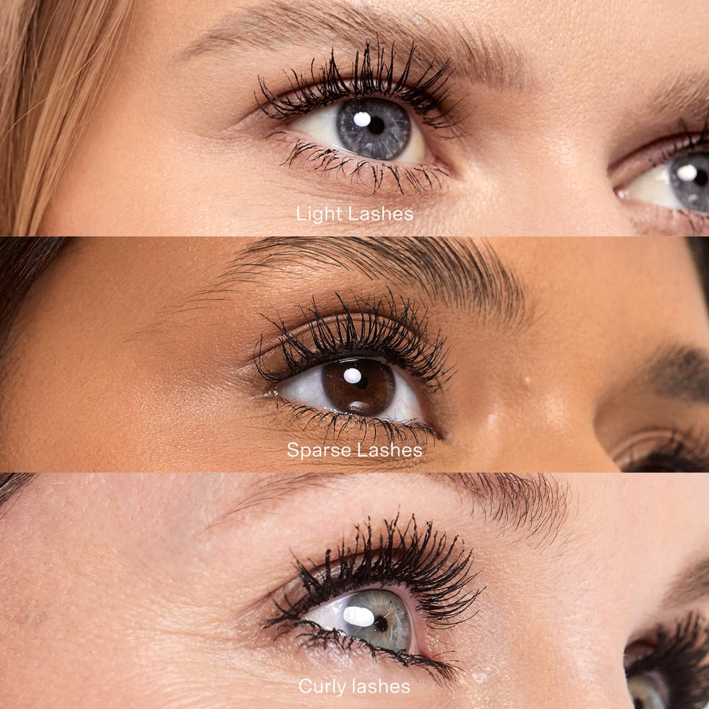 Tower 28 MakeWaves mascara swatch showing easy wash-off formula.