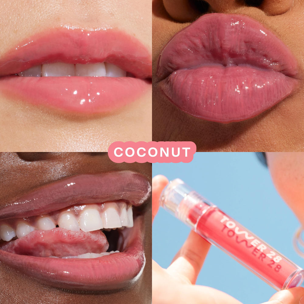 Tower 28 ShineOn Lip Jelly packaging highlights a clean, safe option for sensitive lips