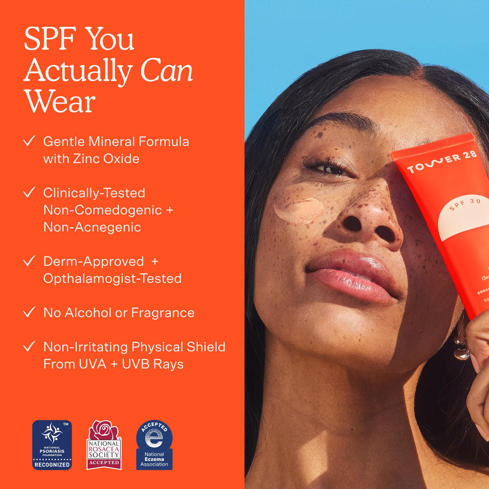 Tower 28 SOS FaceGuard during workouts to prevent eye irritation