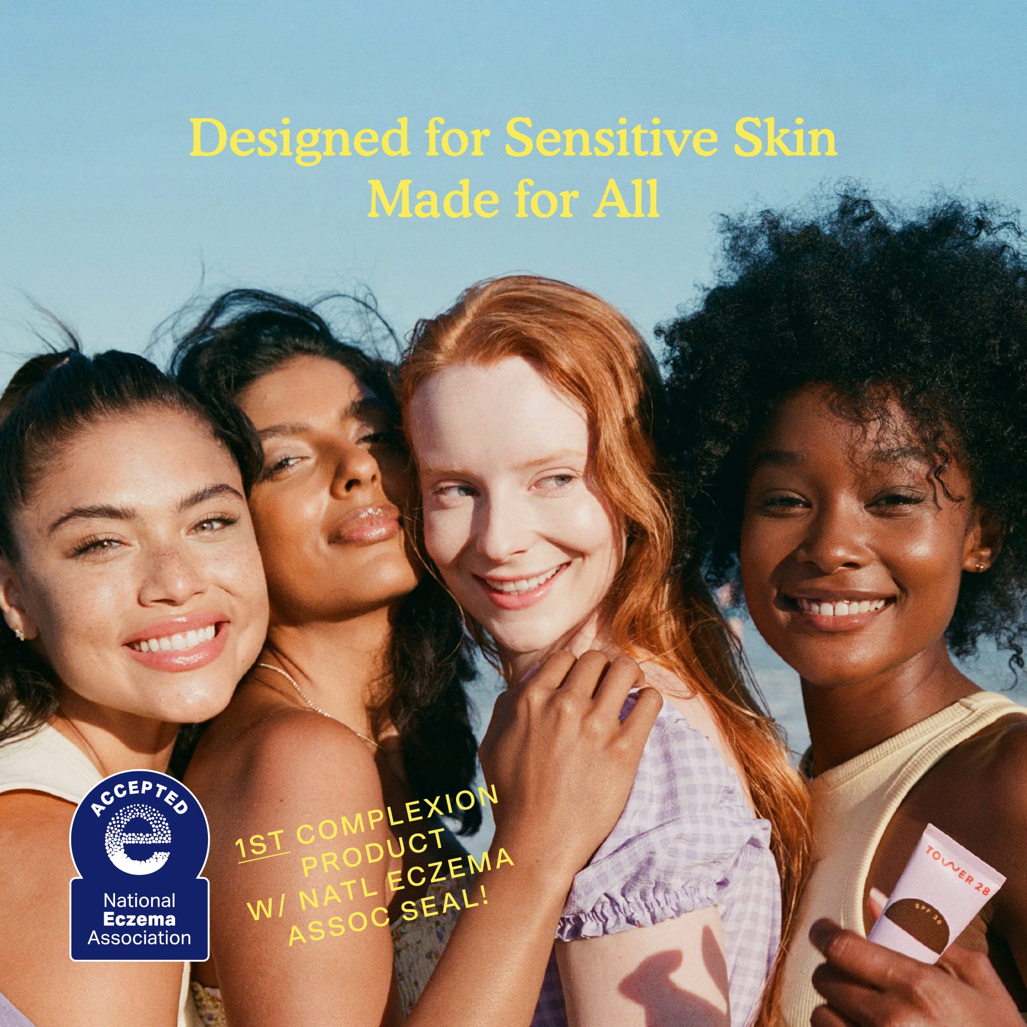 Tower 28 SunnyDays label closeup emphasizes fragrance-free, zinc-based formula.