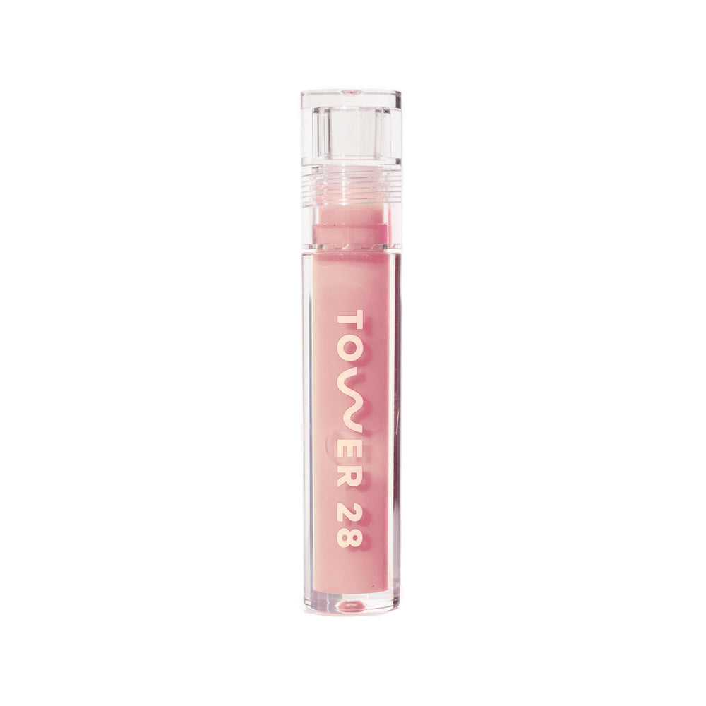 Tower 28 ShineOn Lip Jelly packaging in peachy pink, hydrating lip care.