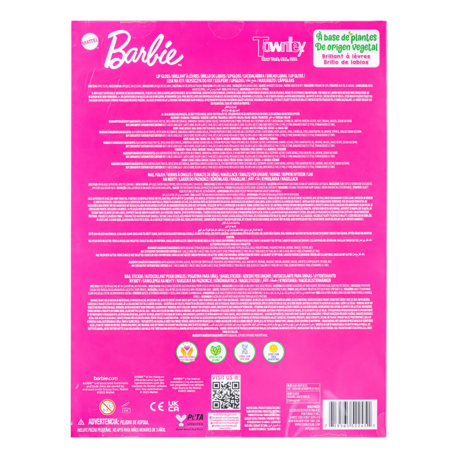 Townley Girl Barbie packaging ideal for gifting and easy shopping.