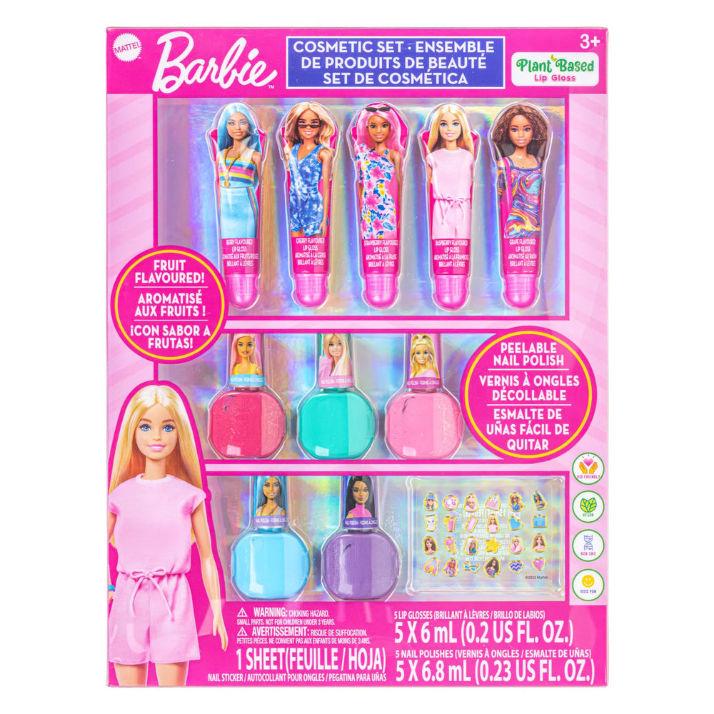 Townley Girl Barbie makeup set packaging for party prep and imaginative play.