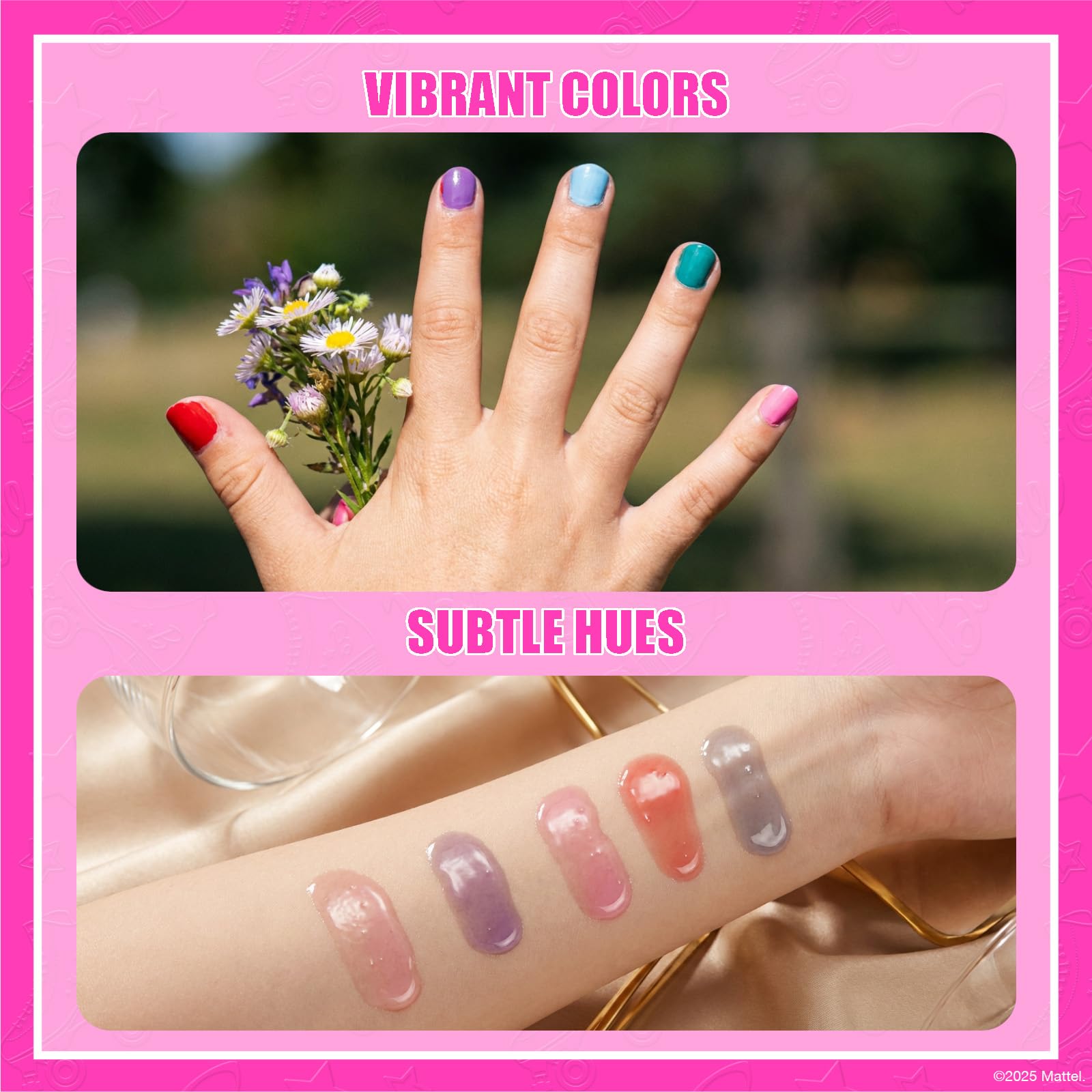 Townley Girl Barbie peelable nail polish in action for pretend spa moments.
