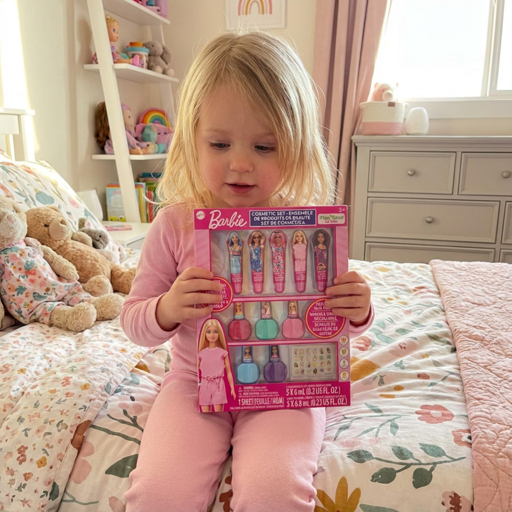Townley Girl Barbie product close-up highlighting plant-based formulas.