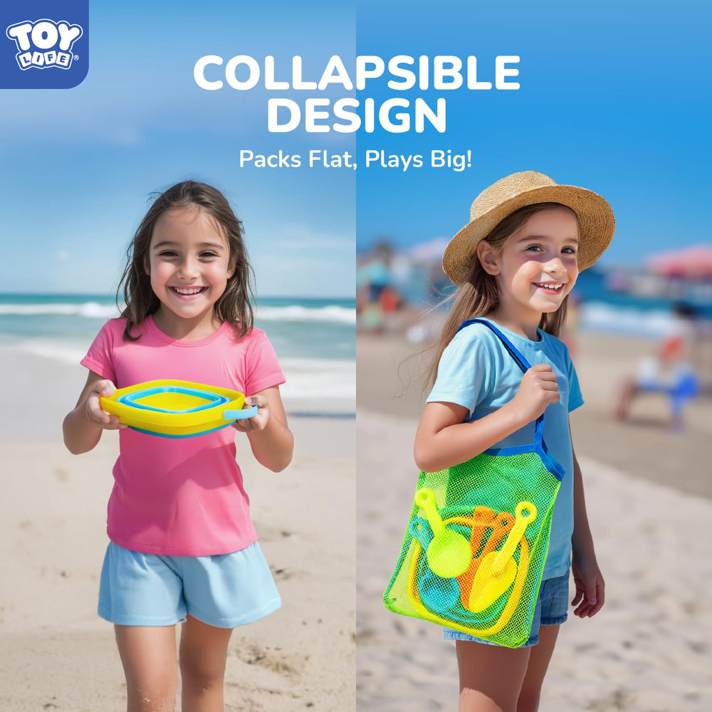 TOY Life collapsible beach buckets enabling quick packing and drying