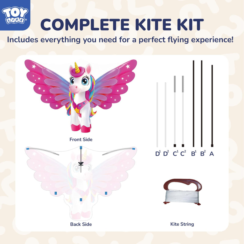 TOY Life Unicorn Kite durable tear-resistant materials and fiberglass frame