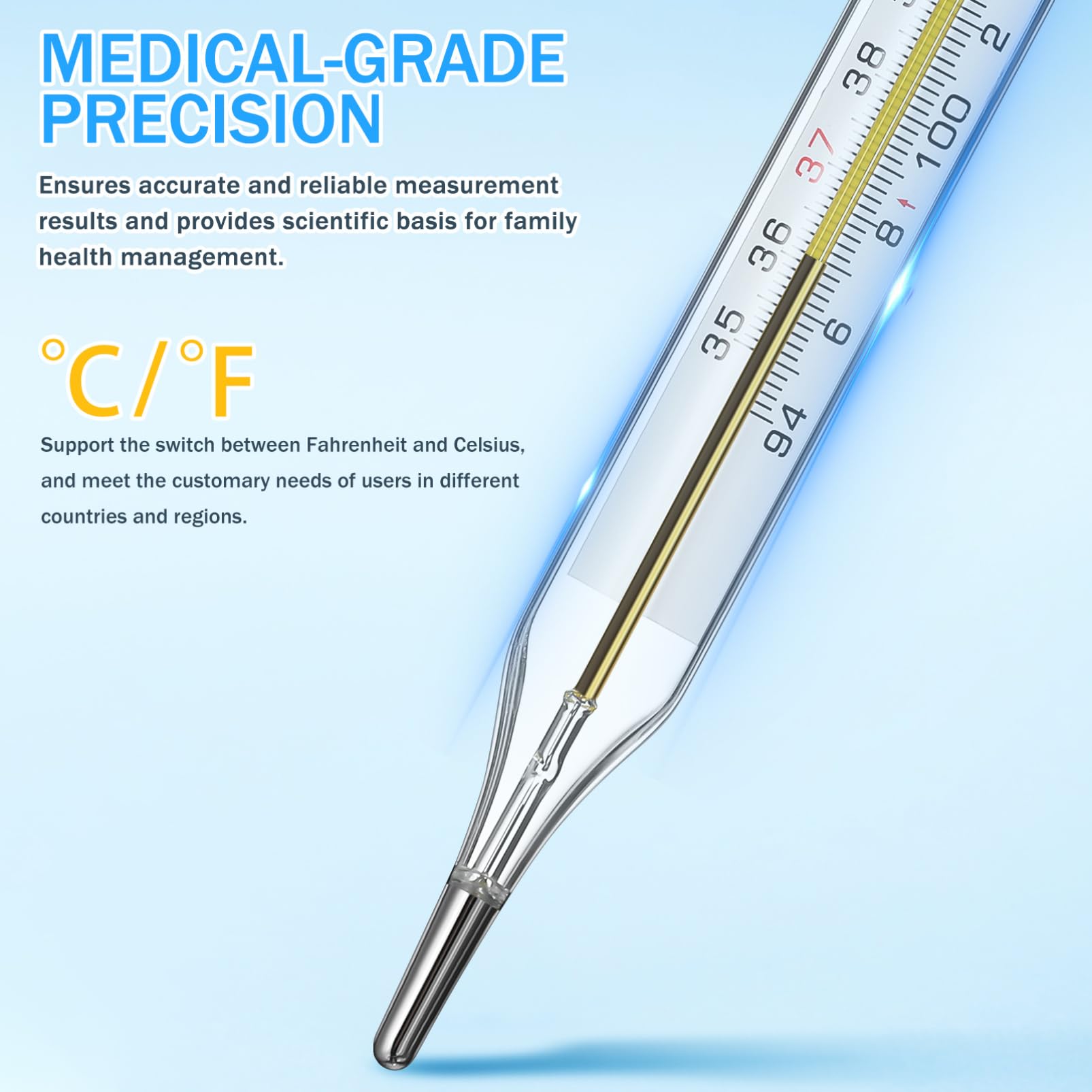 TOYANDONA glass temperature device with clear scale for quick health checks.