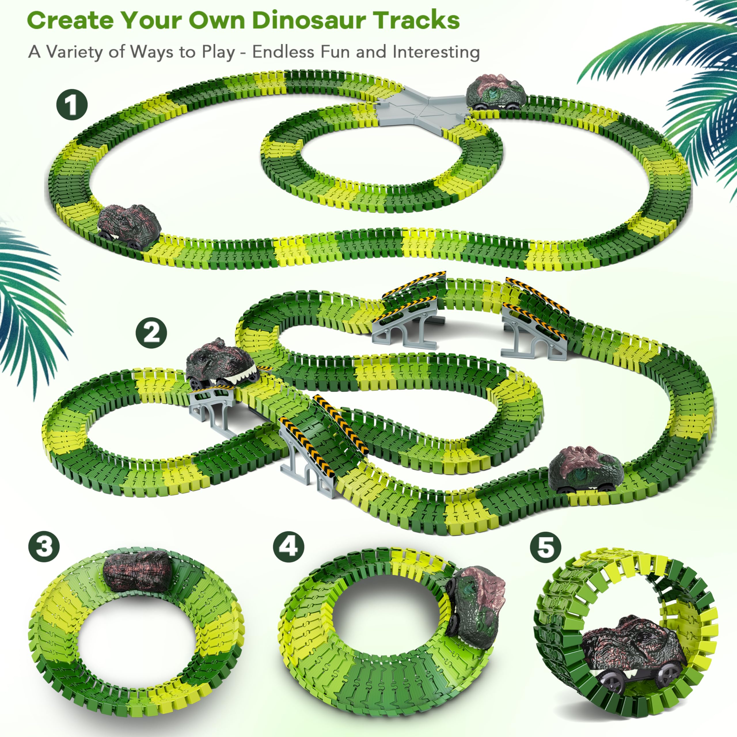 Two Toyk dinosaur cars ready for fast-paced racing and cooperative play