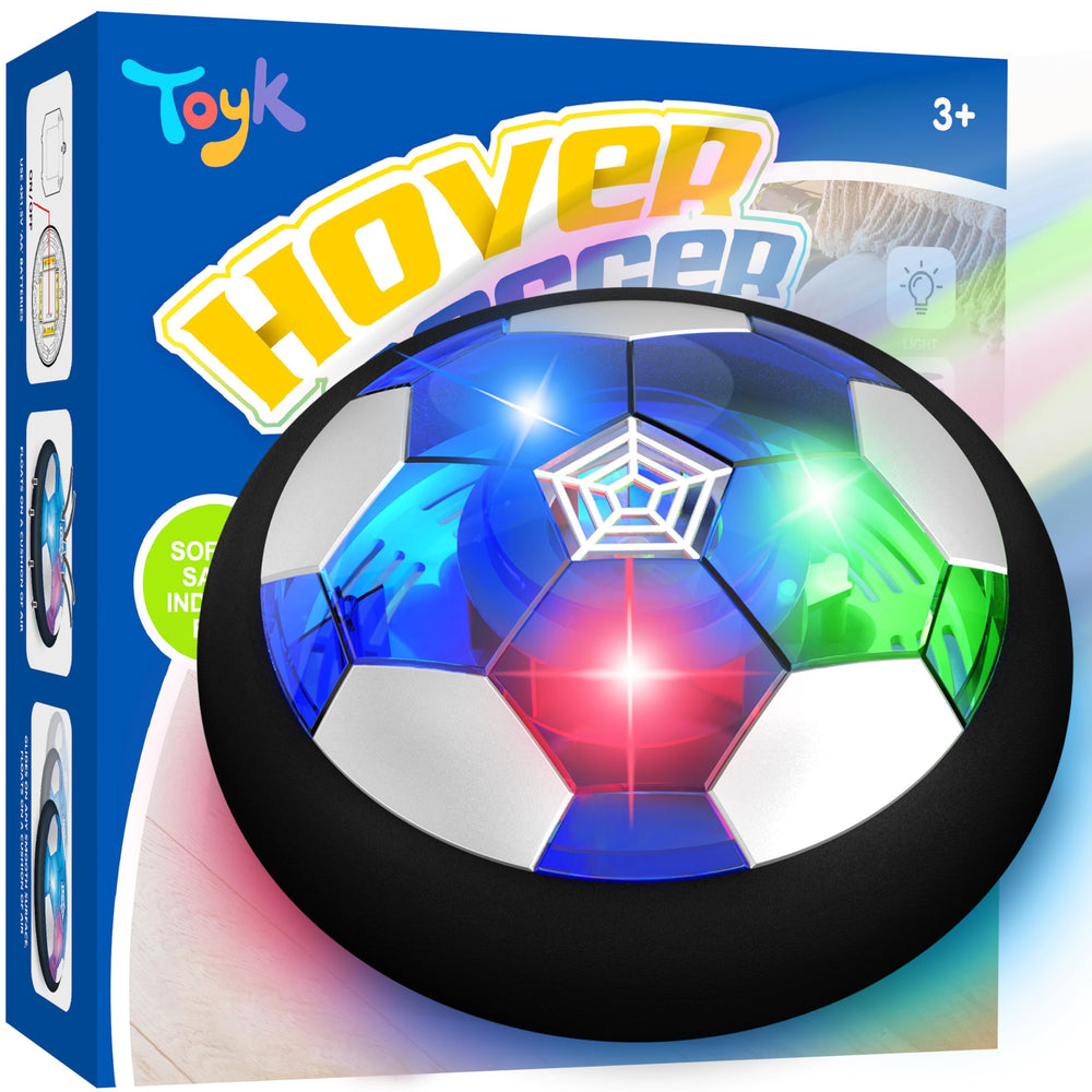 Toyk Hover Soccer Ball gliding on air cushion with LED lights for indoor play