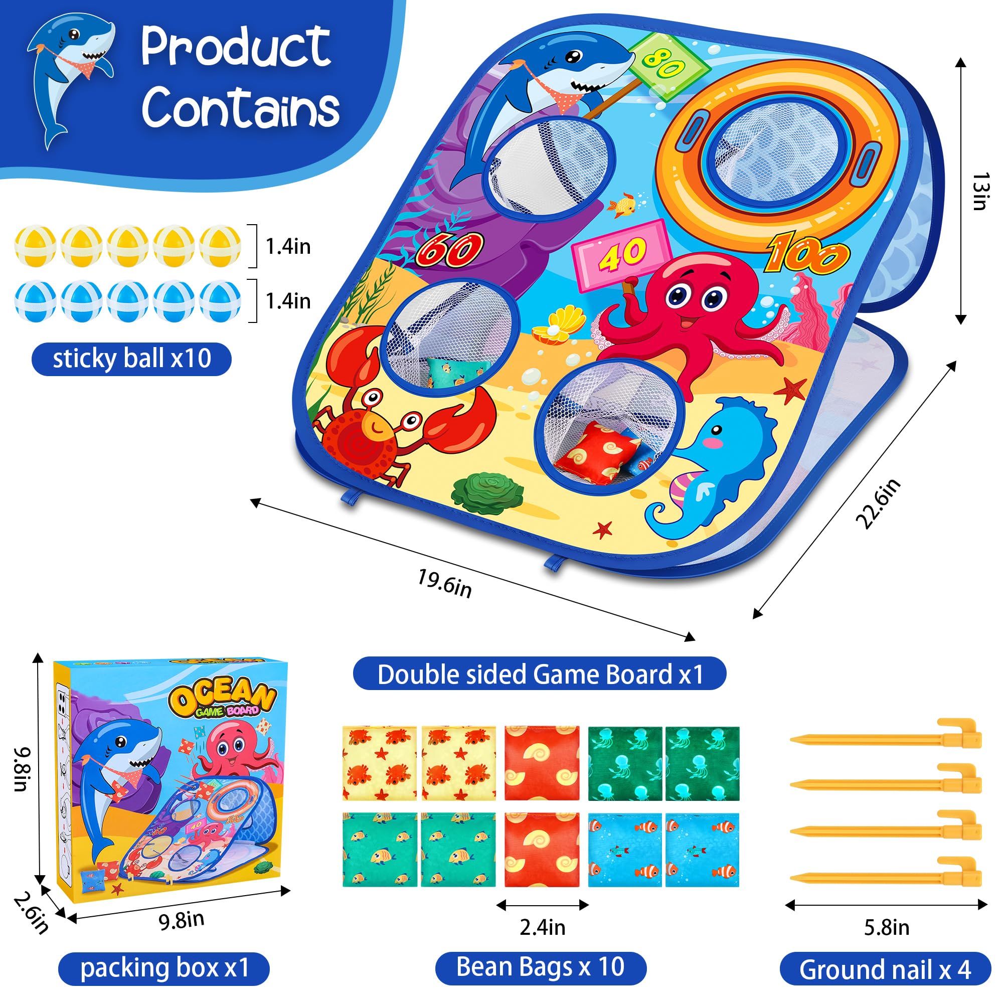 Toyk Ocean dual-sided board with hole and dart for versatile game modes
