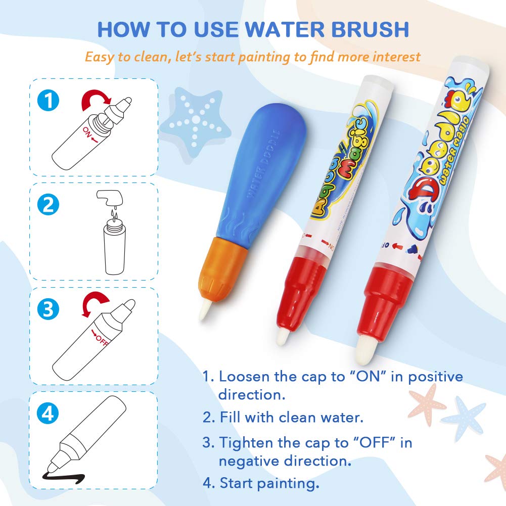 Toyk Water Doodle Mat six pens set enables colorful, creative exploration.