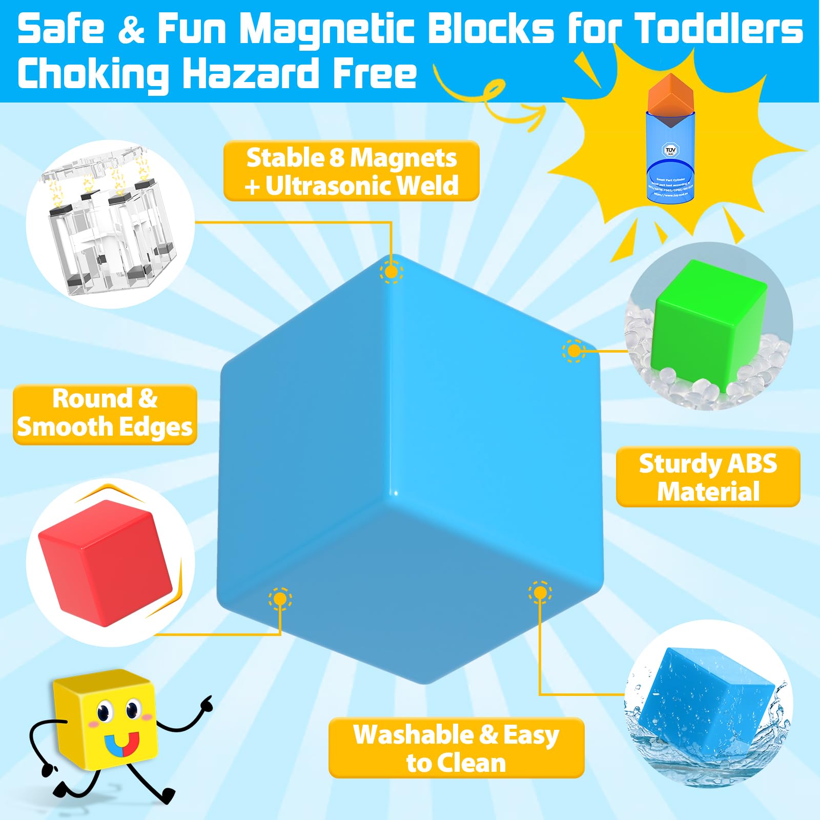 Toylogy magnetic blocks colors showcase vibrant hues that stimulate color recognition during building.