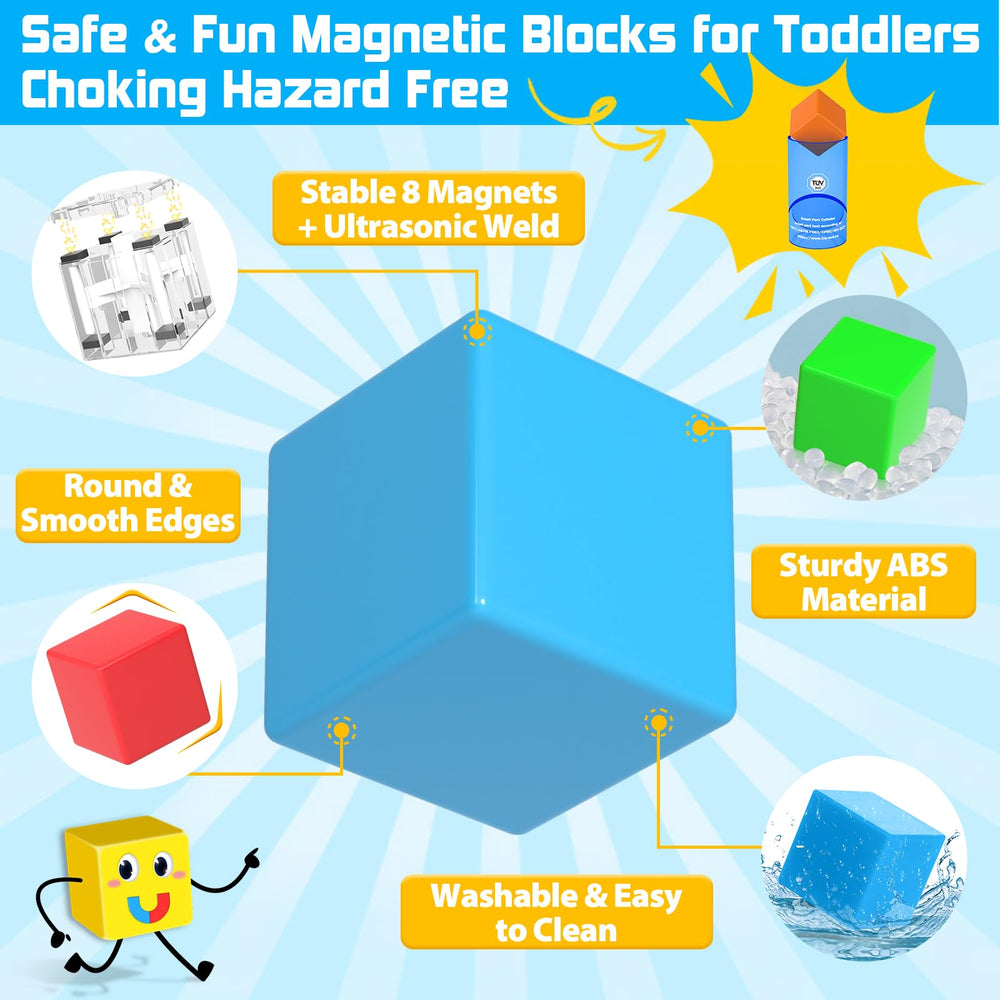 Toylogy magnetic blocks colors showcase vibrant hues that stimulate color recognition during building.