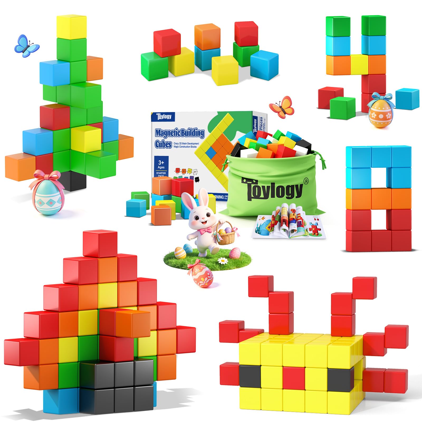 Toylogy 48pcs magnetic blocks pack promotes creative play and early spatial reasoning.