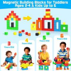 Toylogy magnetic blocks travel bag keeps blocks organized for on-the-go play.