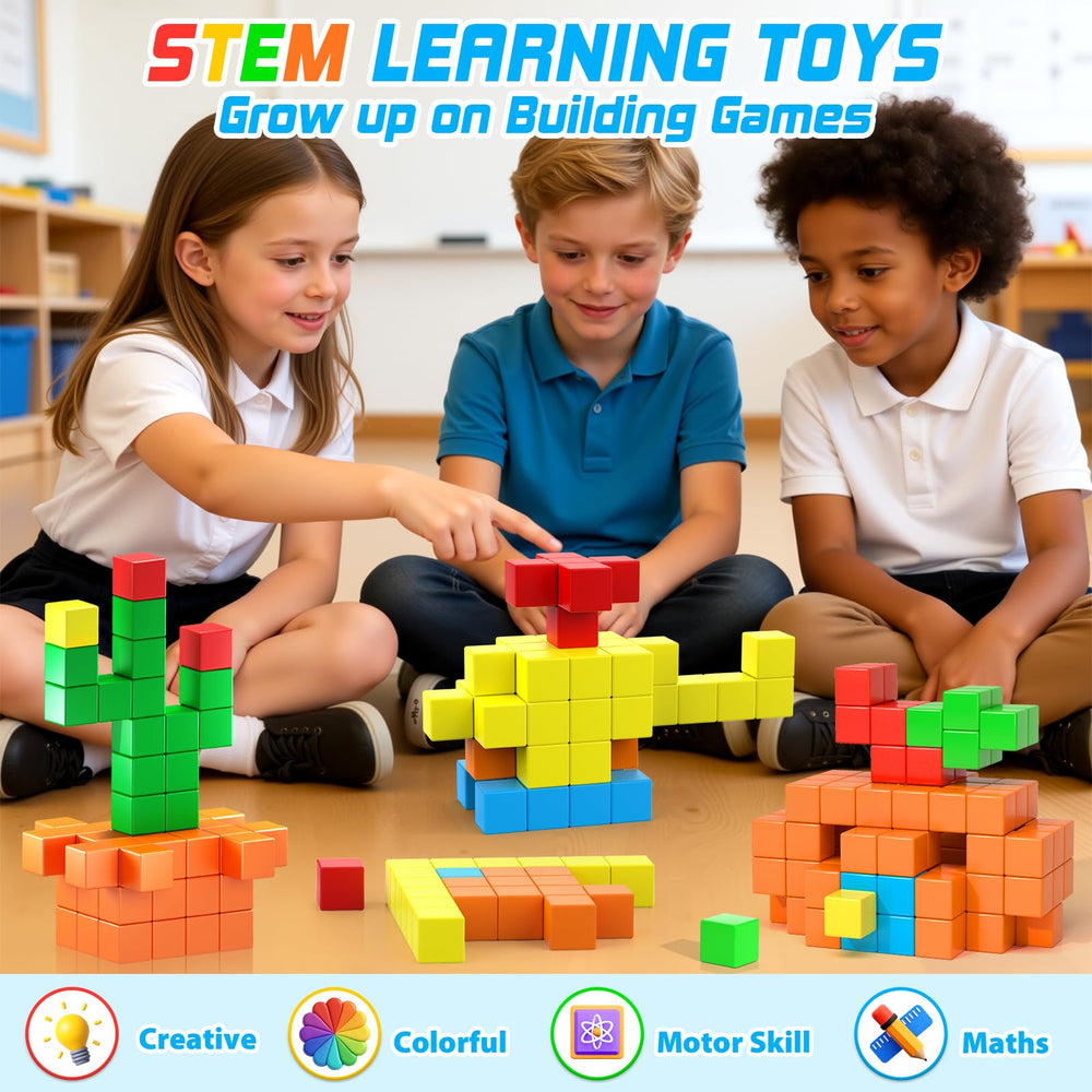 Toylogy blocks with safe rounded edges encourage confident hand-on play.