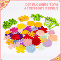 Toyly flower pieces, centers, and receptacles for hands-on crafting and imaginative projects