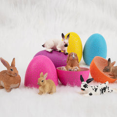Toymany Californian rabbit figure with vibrant details for classroom dioramas.