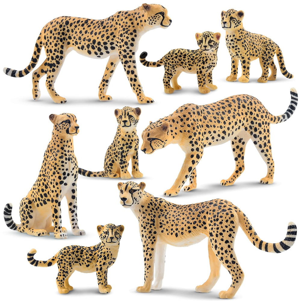 Toymany cheetah figurines family group for imaginative play and room decor.