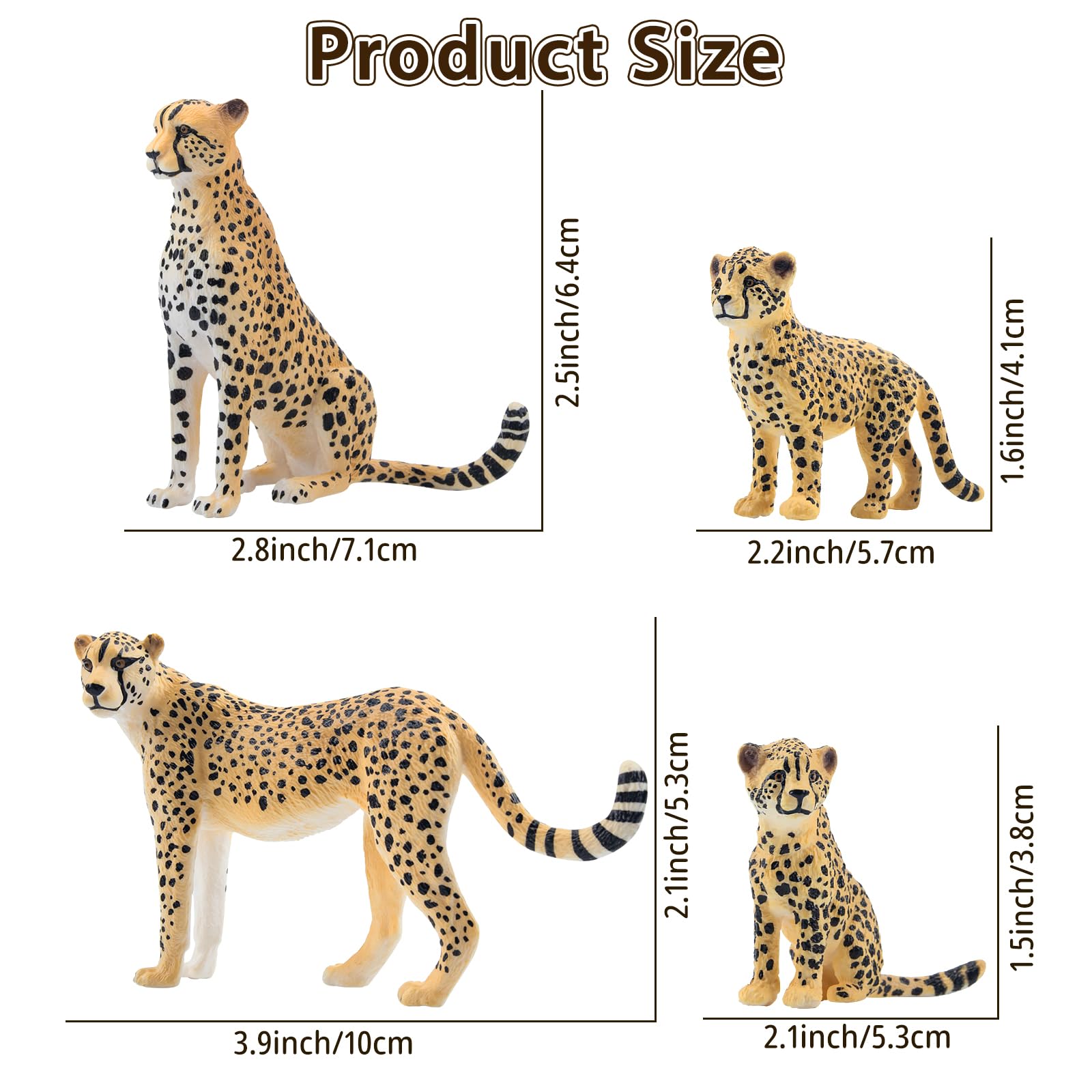 Toymany cheetah figurines female-seated, a calm character for storytelling and display.