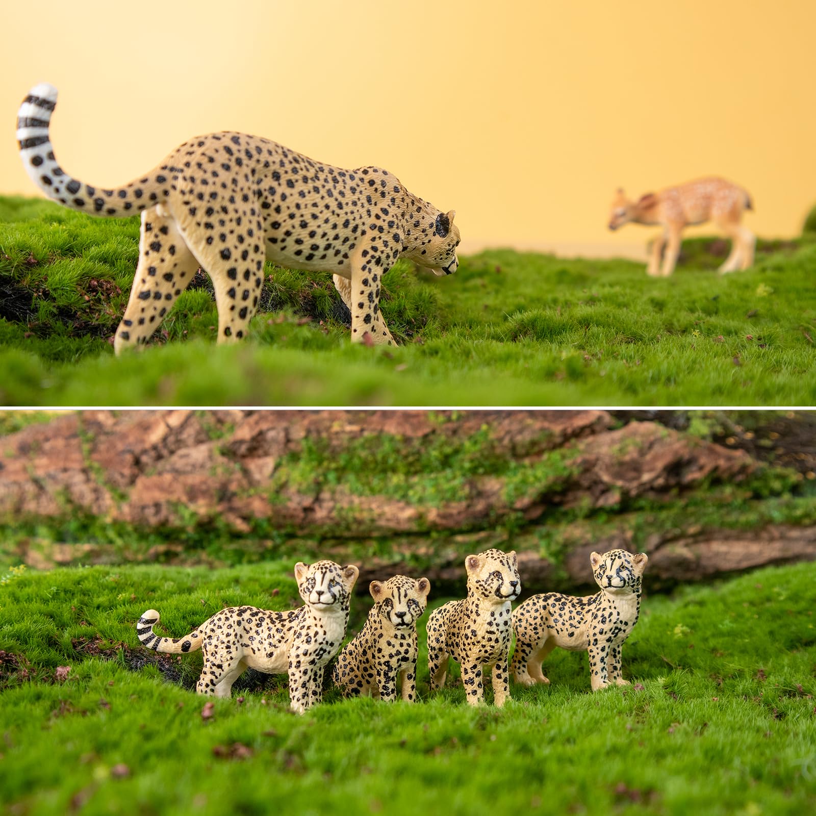 Toymany cheetah figurines female-walking, adds movement and life to play scenes.