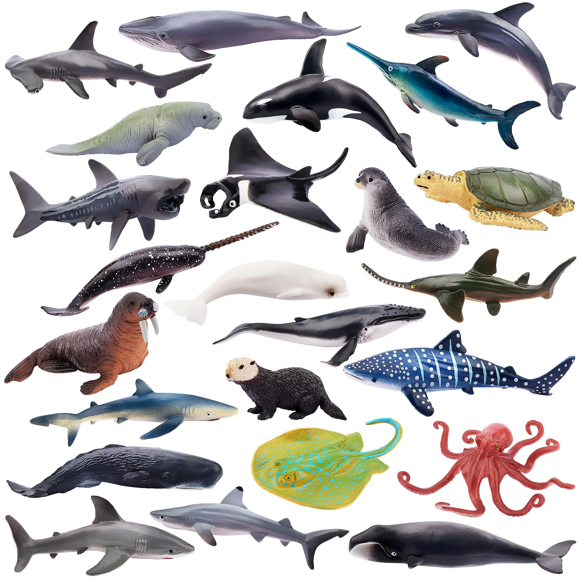 Toymany 24pc ocean figurines set for kid-friendly cake toppers.