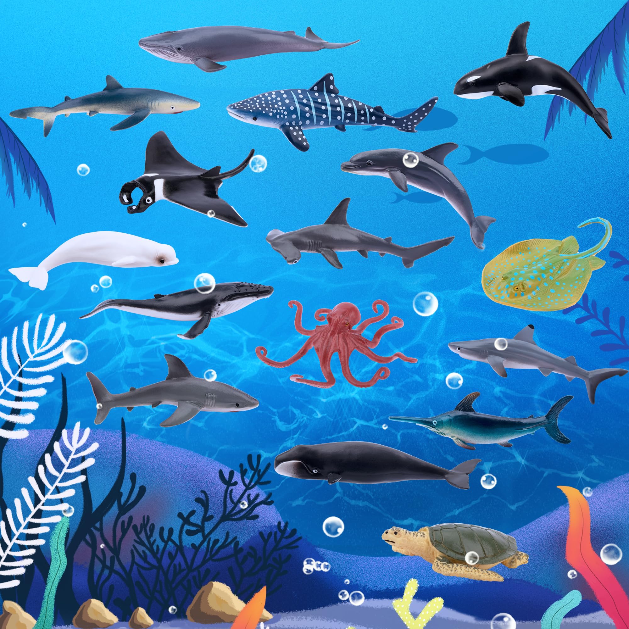 Toymany ocean wildlife figurines for crafts and learning.