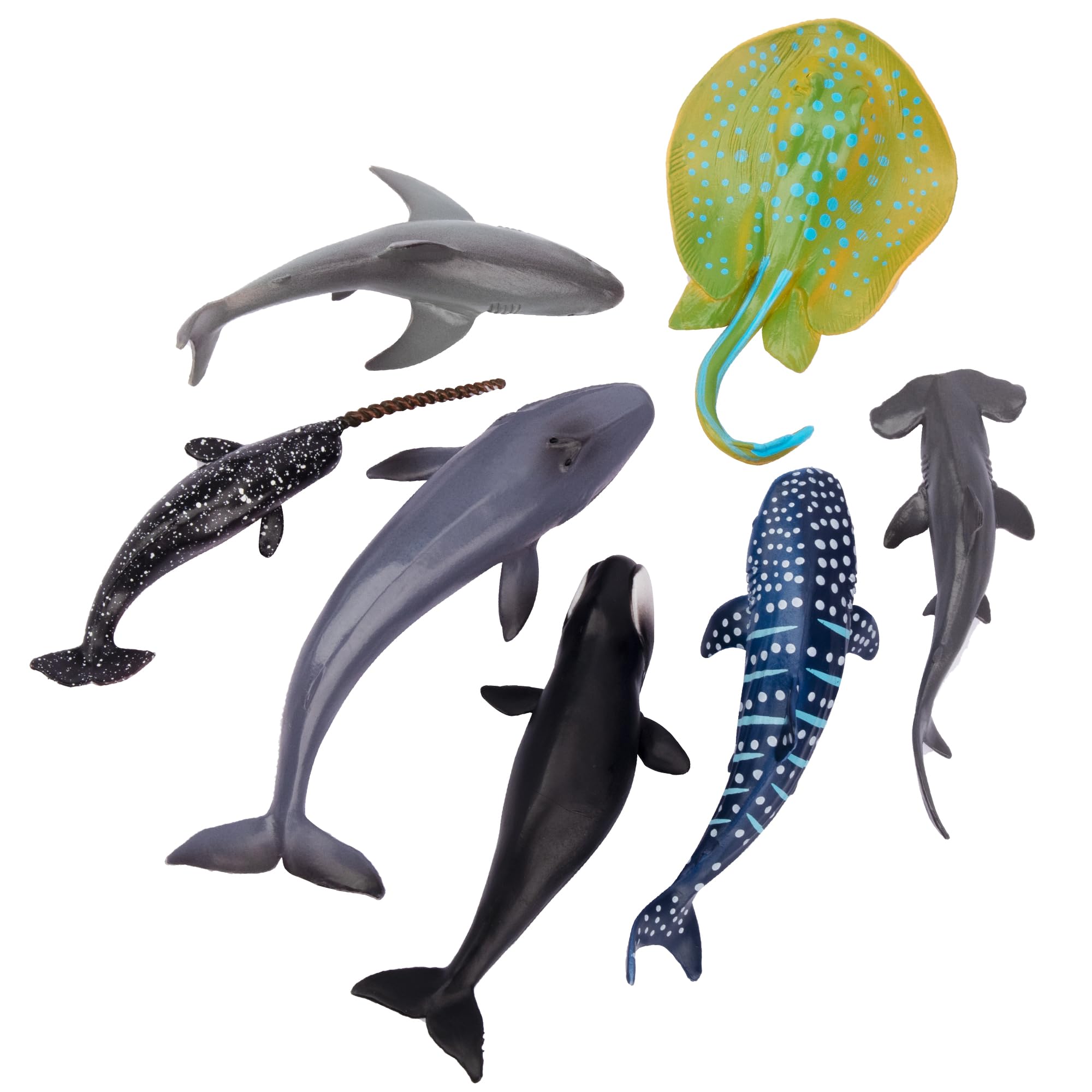 Toymany hand-painted sharks with realistic detail for imaginative play.