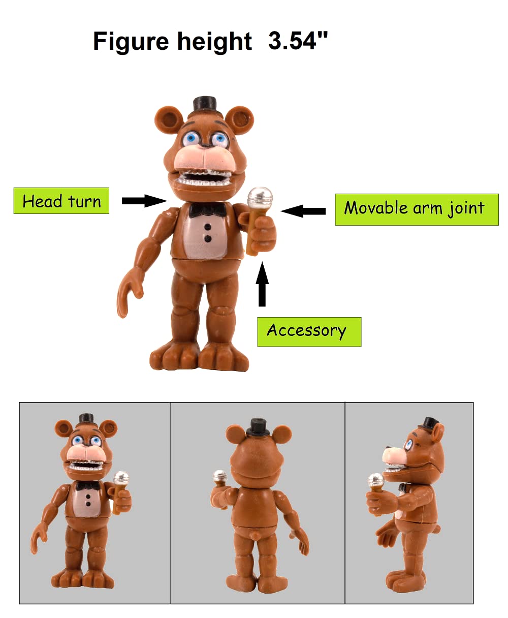 Six-pack Toysvill FNAF figures shown as a compact desktop centerpiece.