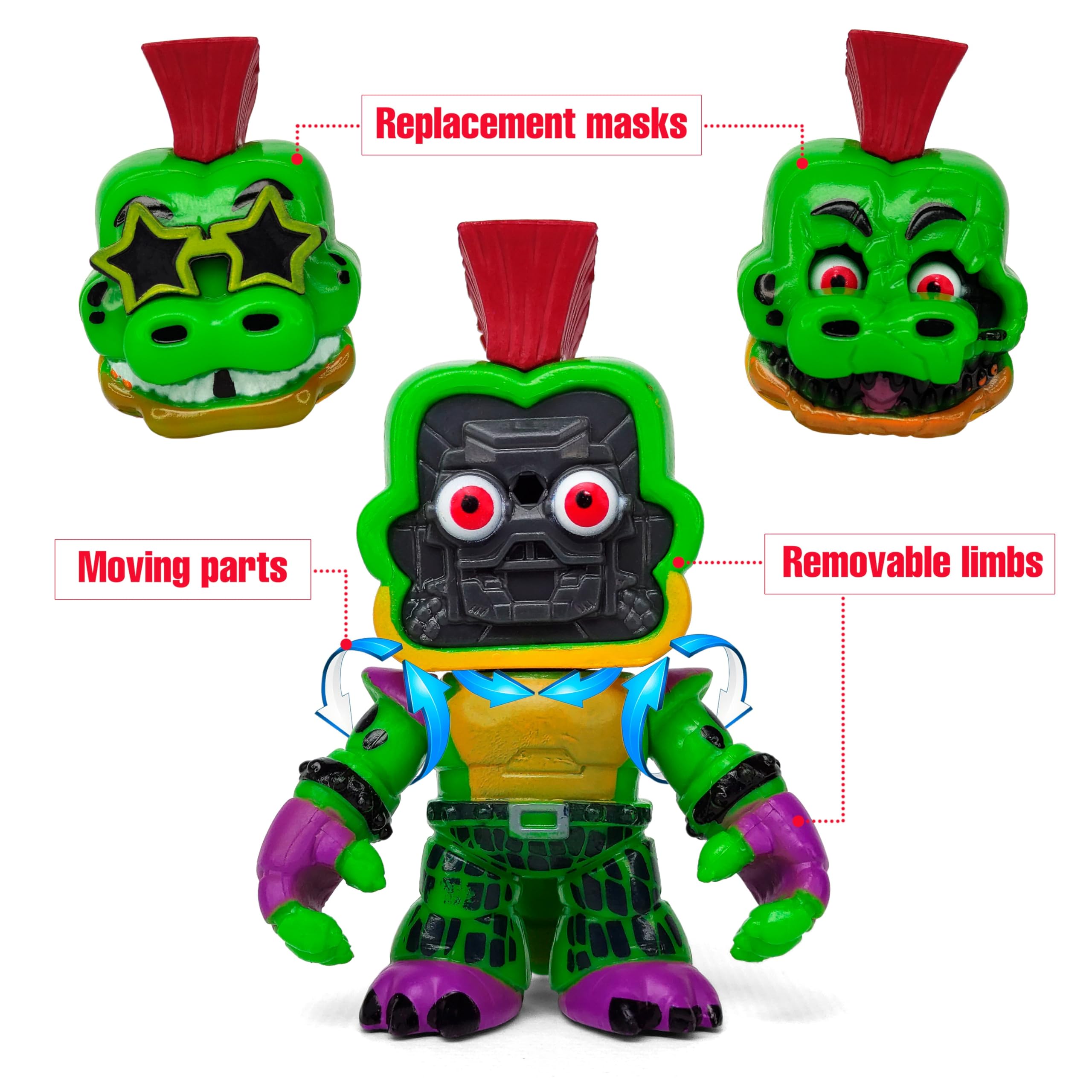 ToysVill FNAF Glamrock Chica figure with mask, bright design for display and play