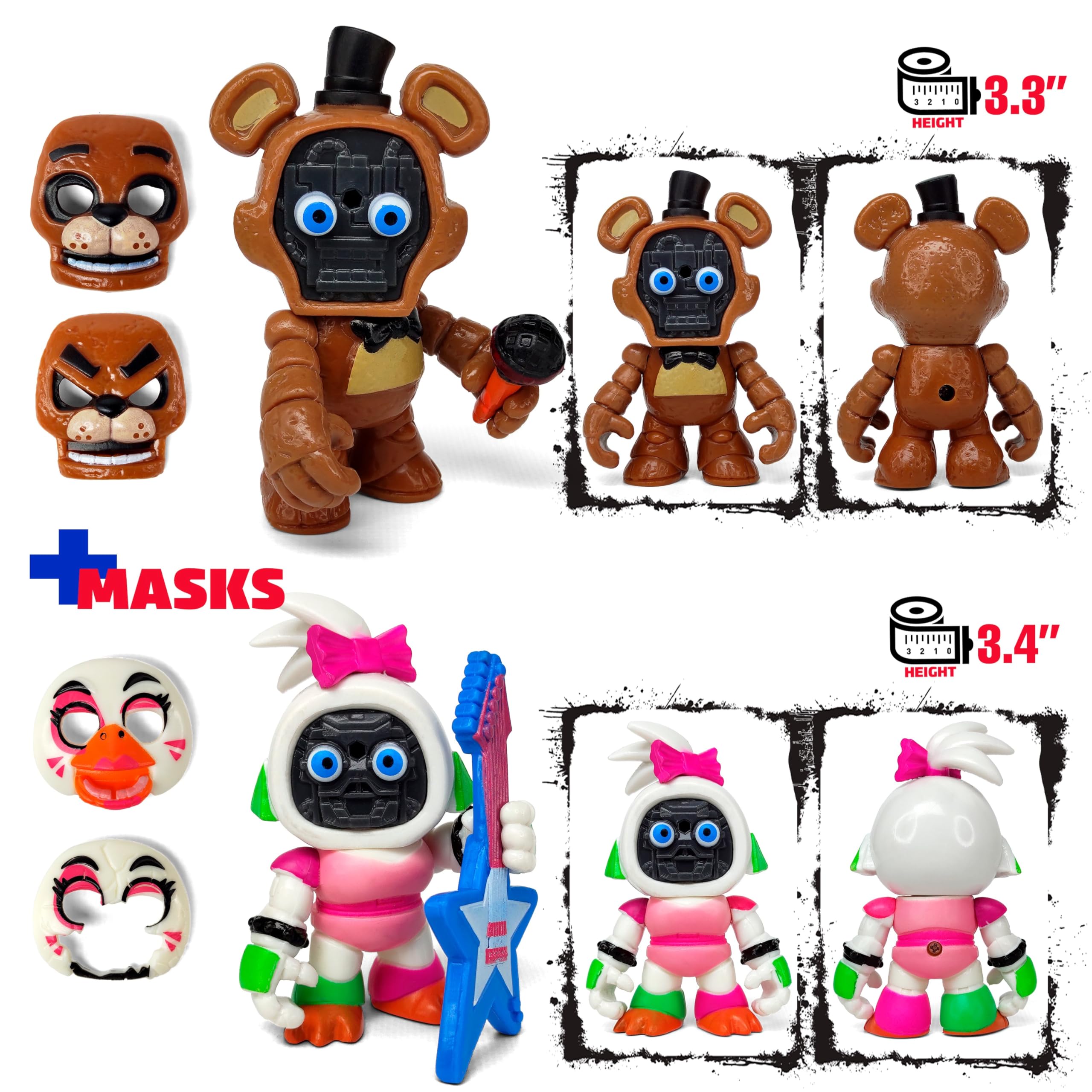 ToysVill FNAF Glamrock Fred figure with mask, vivid colors for lively shelves