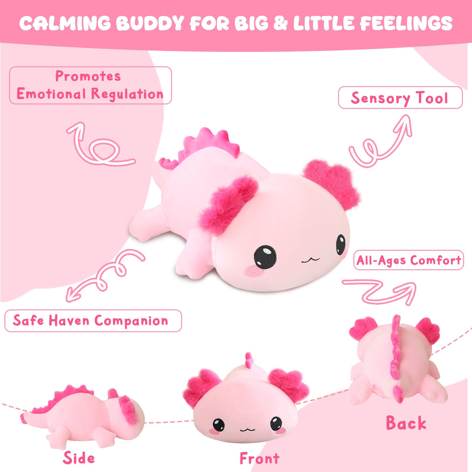 TOYSYM Axolotl weighted plush sleep-ready companion for bedtime snuggles