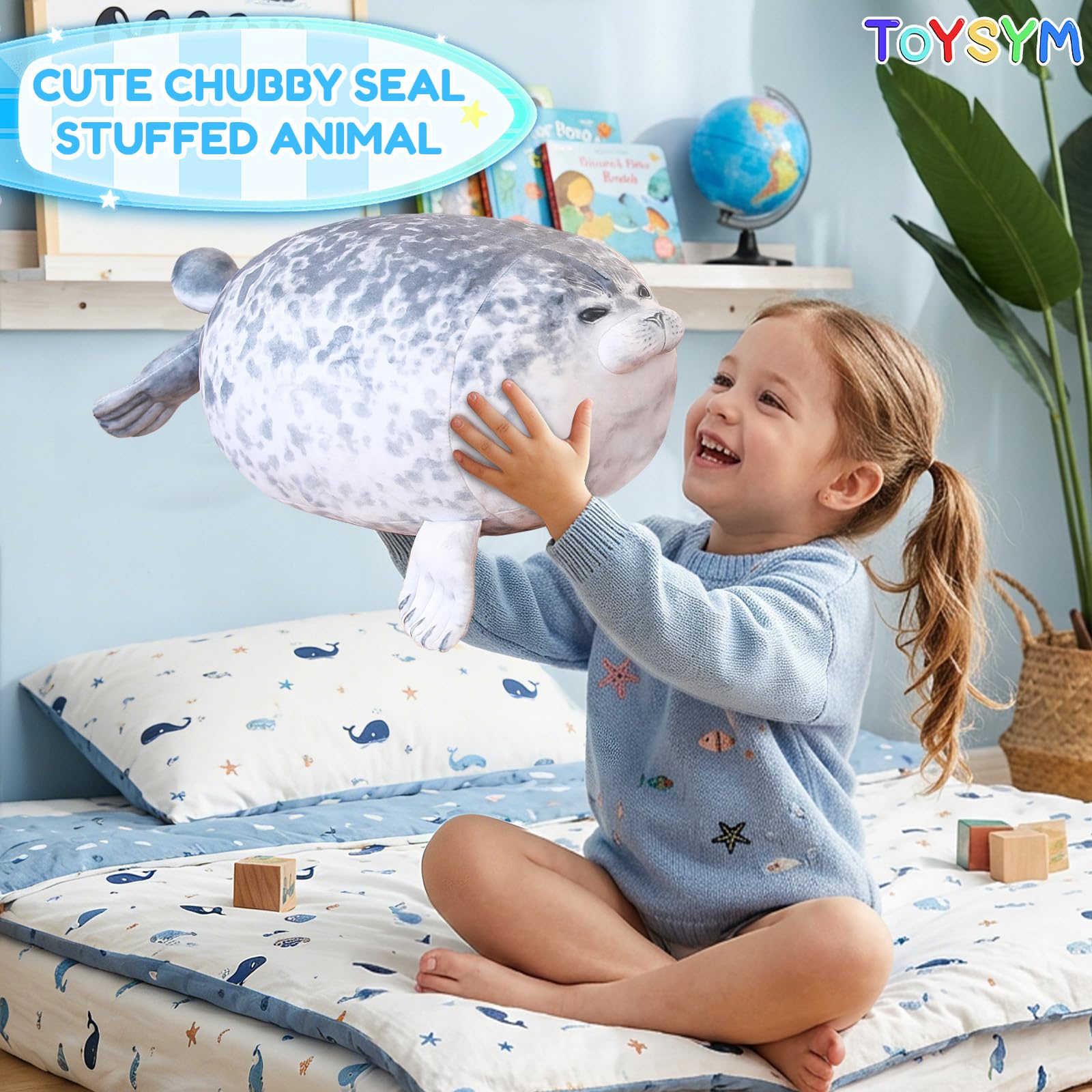 TOYSYM multi-purpose seal pillow suitable for cuddling and decor