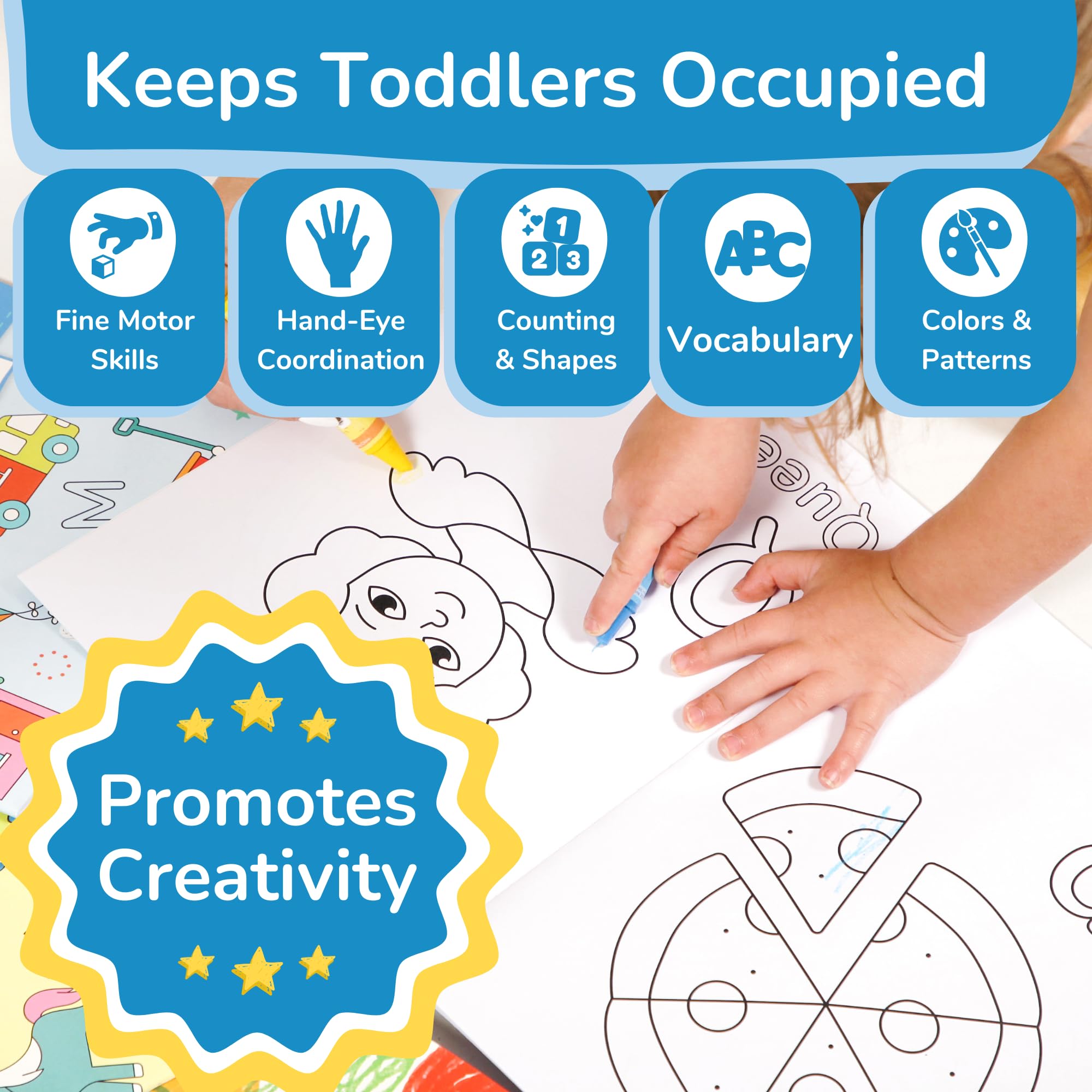 TOYVENTIVE four coloring books with no bleed pages support bold lines