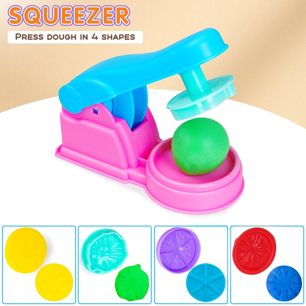 Toyze dough tool set pink dough mat keeps play surface tidy.