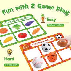 Toyze 48 miniatures and 8 challenge cards encourage category sorting and speech practice.
