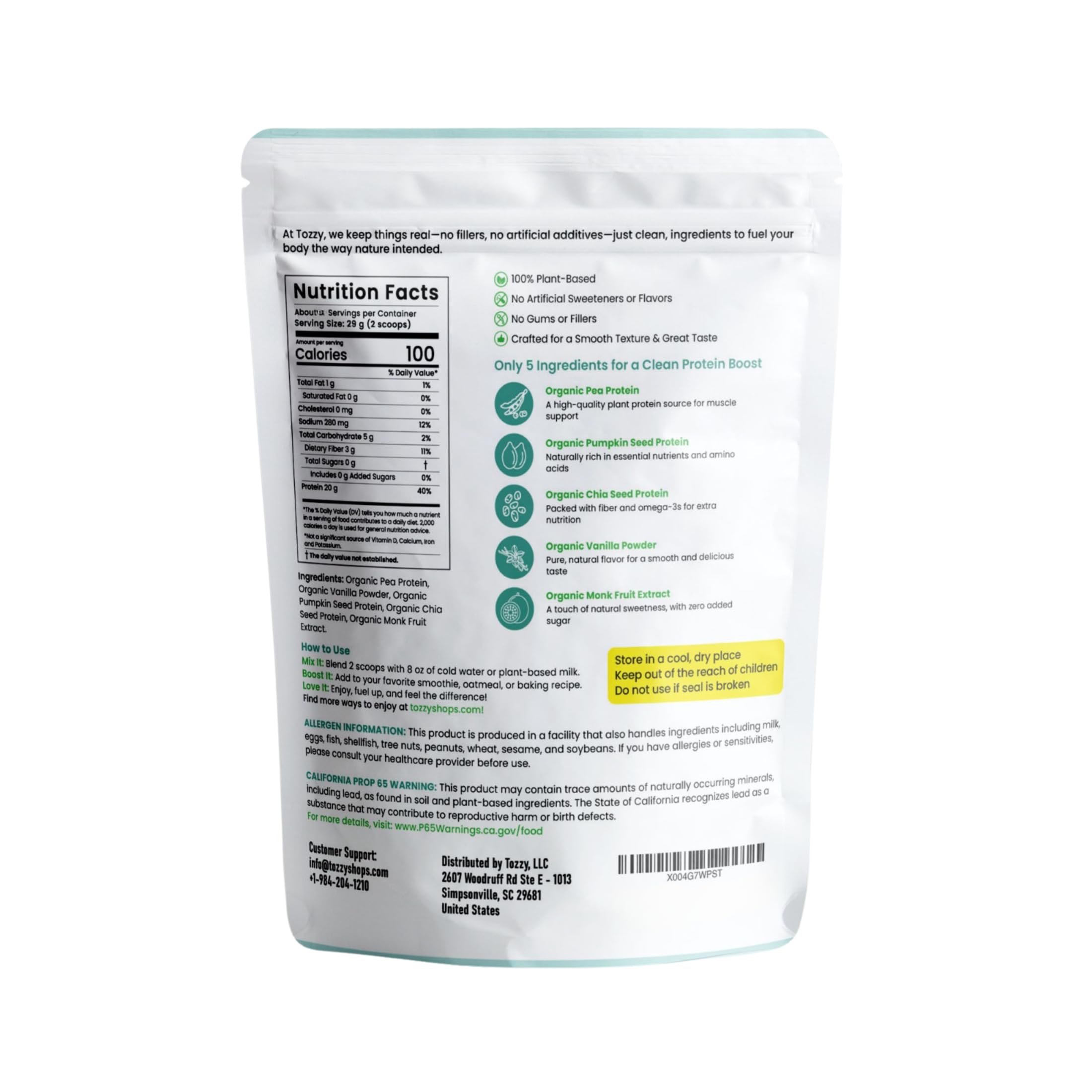 TOZZY Vanilla protein powder in baking; adds plant-based protein to recipes