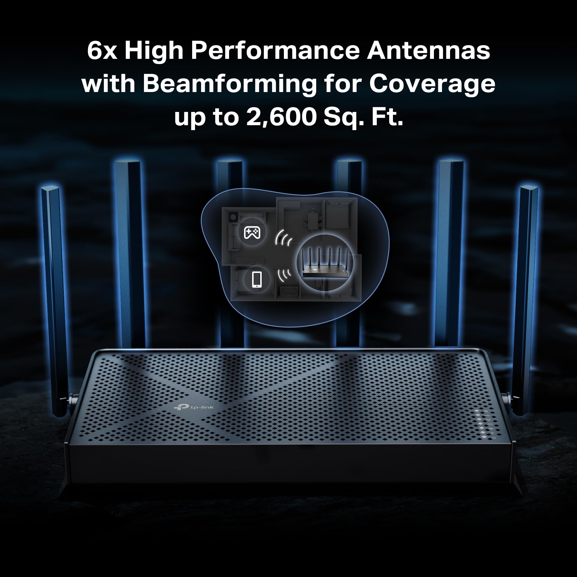 Antenna array on BE600 designed for strong overall coverage