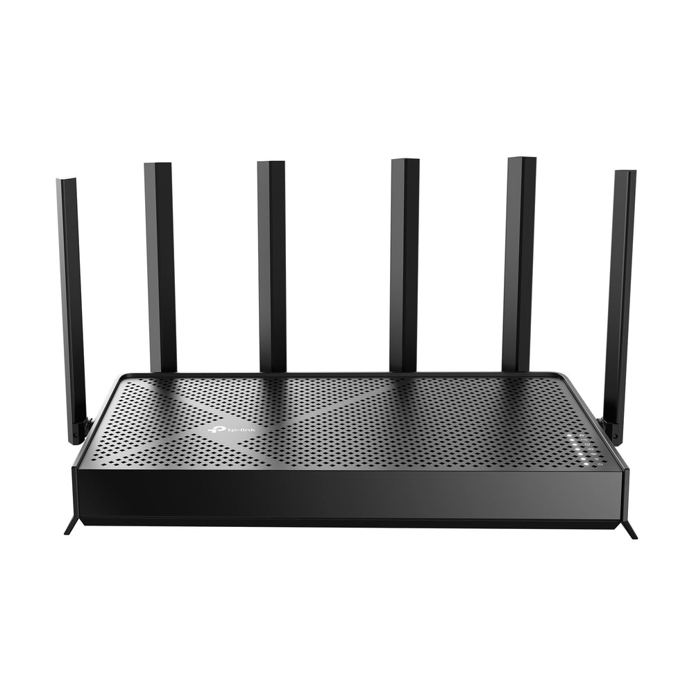 TP-Link Archer BE600 front view shows tri-band WiFi 7 for large homes