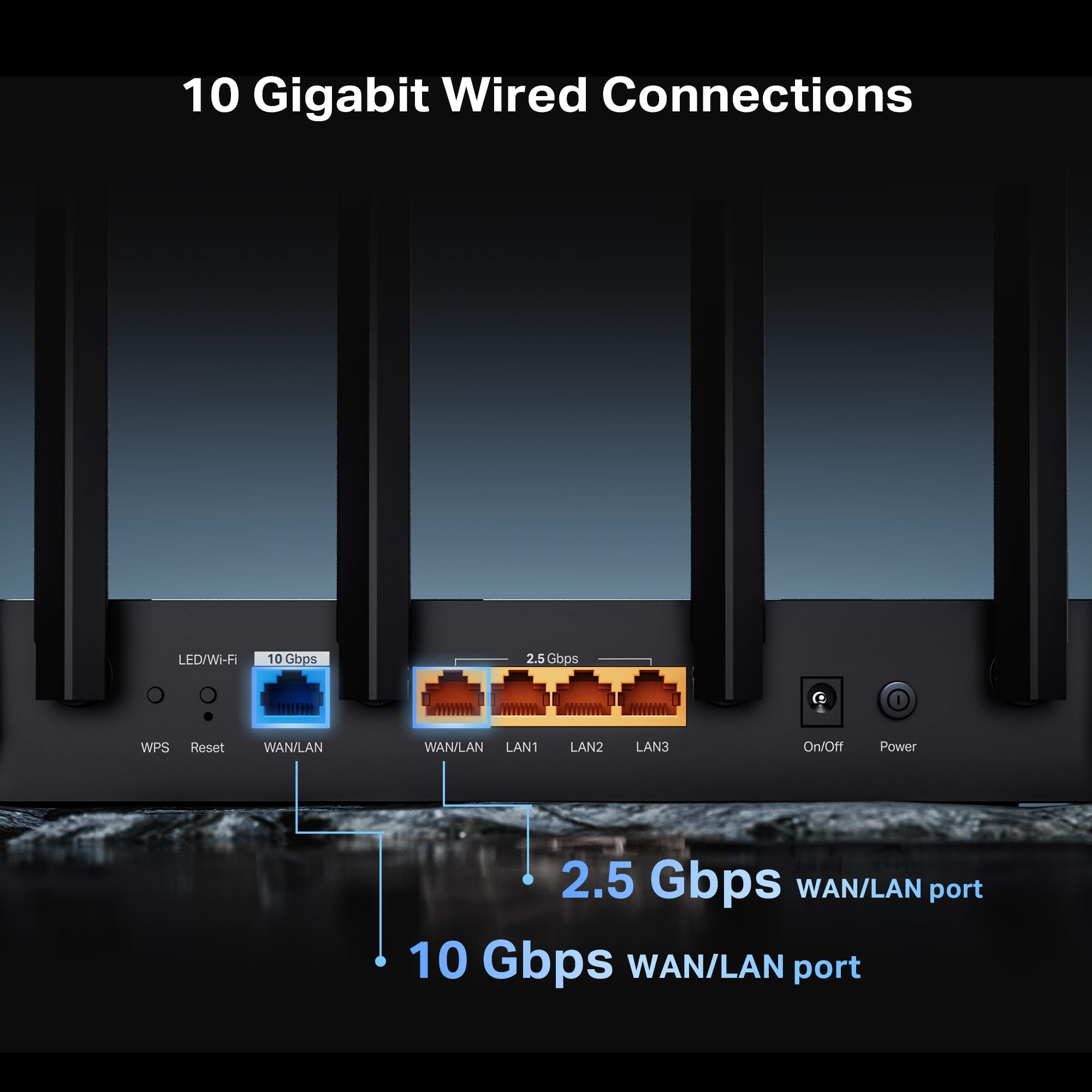 BE600 router on a desk with easy Tether app control