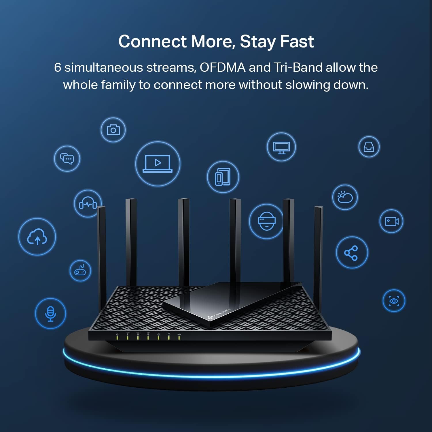 TP-Link Archer AXE75 setup scene with modem and devices for quick installation