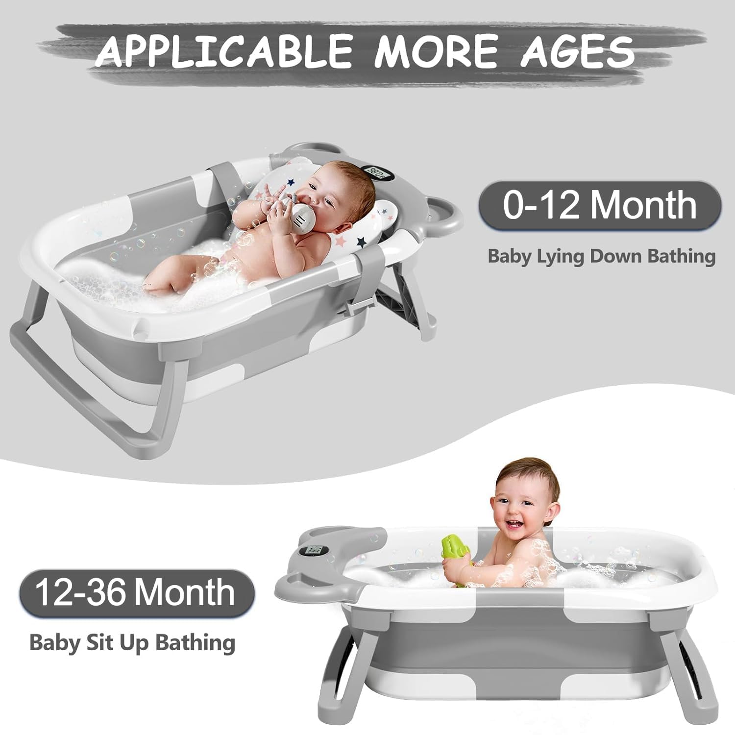 TPN baby bath cushion with safety belts securing baby securely