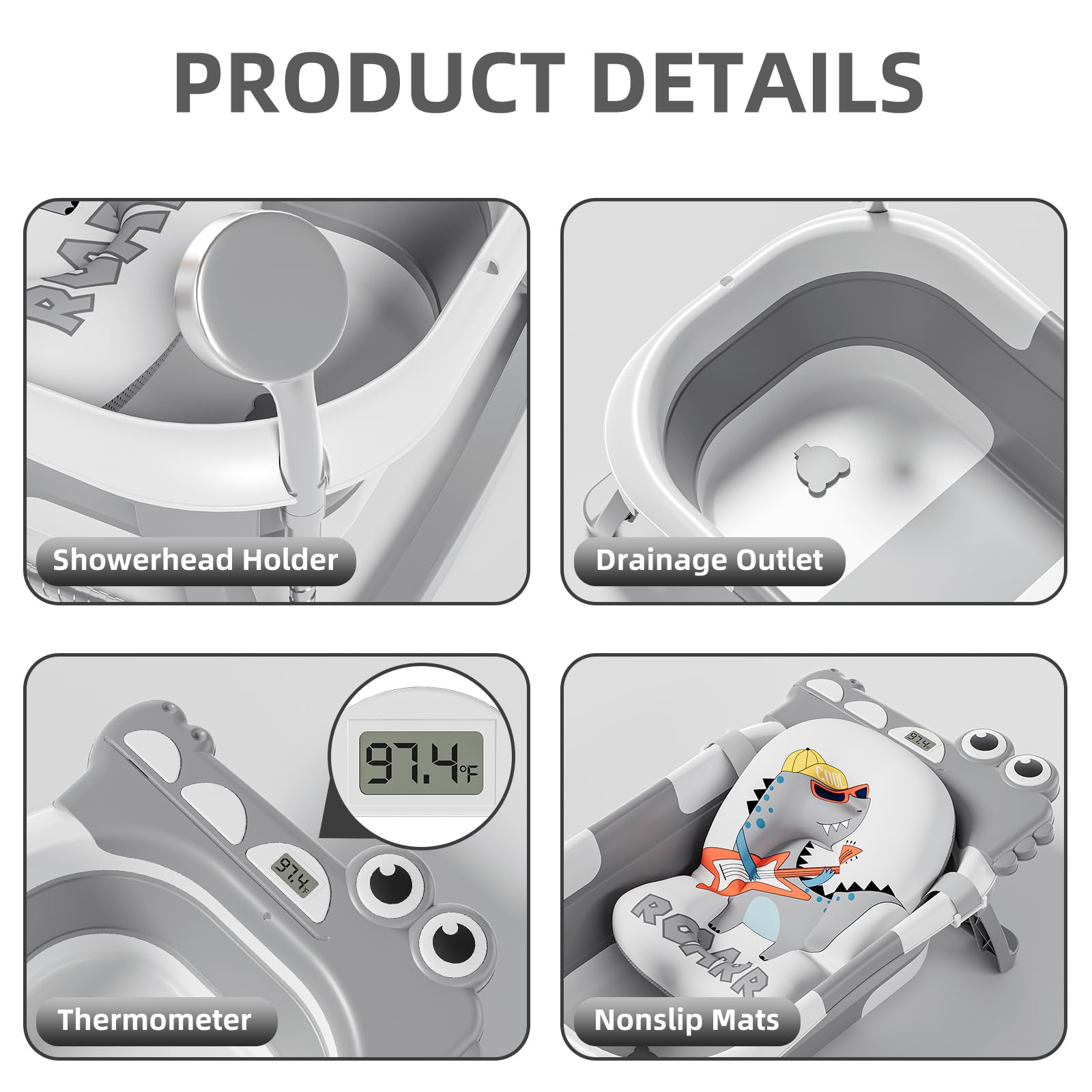 TPN quick-drain design enables easy cleanup after bath.