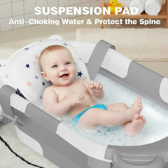 TPN baby bathtub in use with infant for hands-free supervision