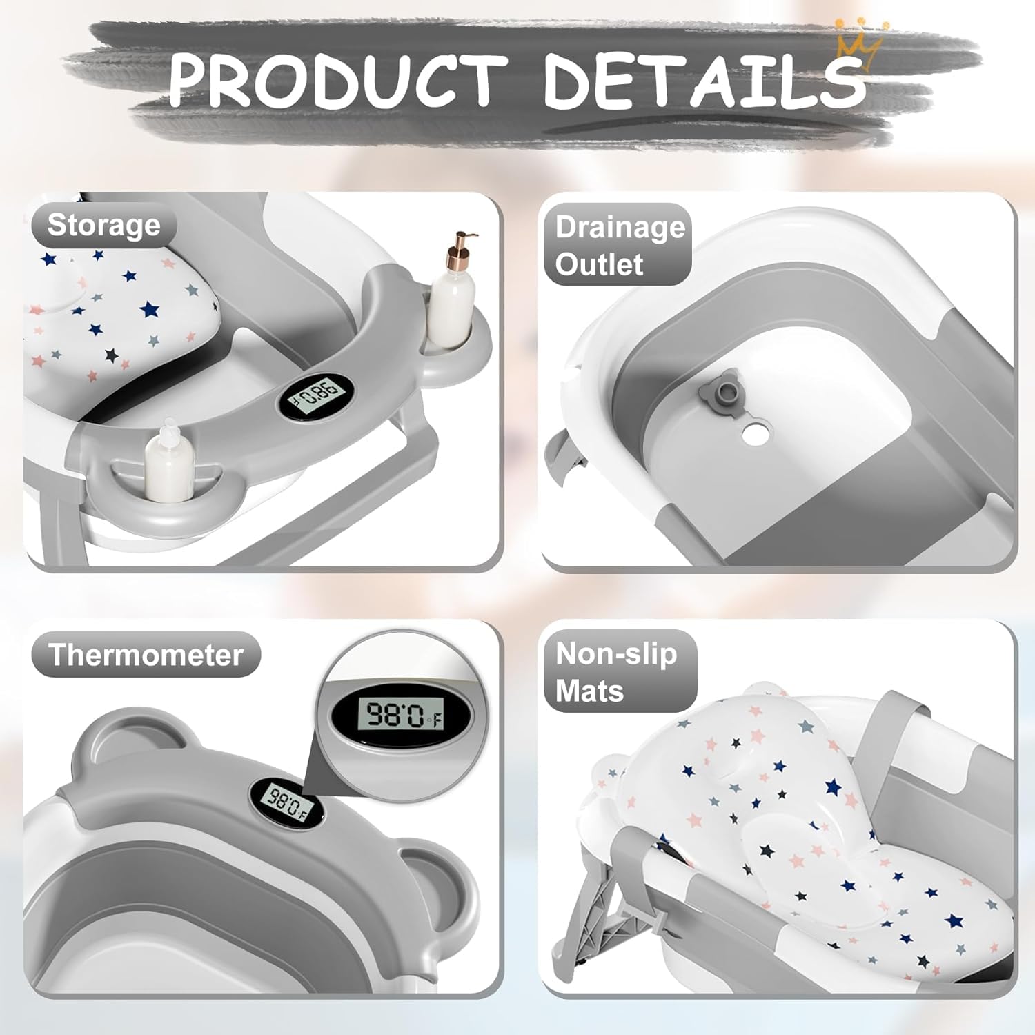 TPN easy-drain design enables quick water release after bath