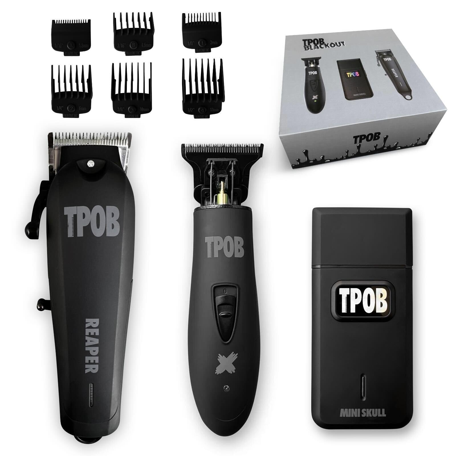 TPOB Slime 2 black clipper close-up showing precise fade blade